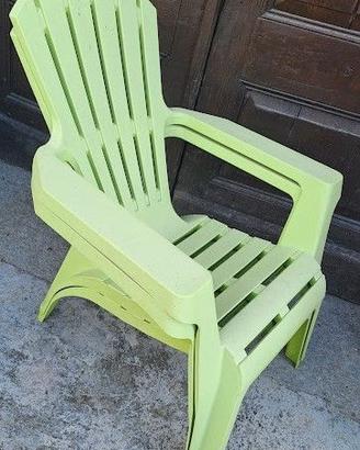 2 Sedie giardino impilabili resina effetto legno
