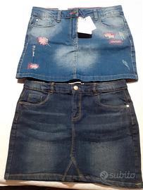 NUOVO Stock 2 Gonne jeans 12-13 anni Ragazza