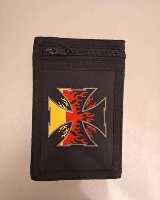 Portafoglio nero con stampa Iron Cross in nylon