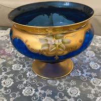 Centro tavola blu e dorato lavorato a mano