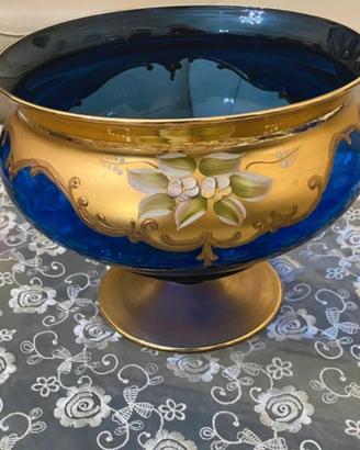 Centro tavola blu e dorato lavorato a mano