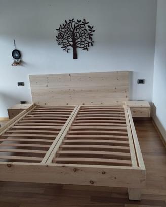 LETTO IN CIRMOLO PROFUMATO 200X180 CON COMODINI OM
