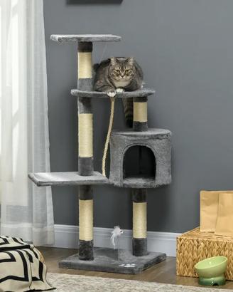Torretta 120cm gioco gatti tiragraffi velluto