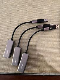 N. 3 Adattatori Ethernet  USB  Trust + m.10 cavo