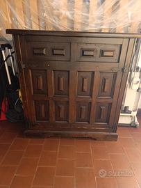 Credenza legno con letto 