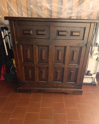 Credenza legno con letto 