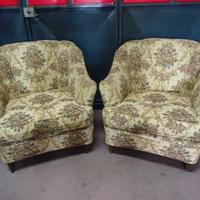 Coppia di poltrone in stoffa  anni '50