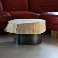 Tavolo da divano in cirmolo secolare e ferro