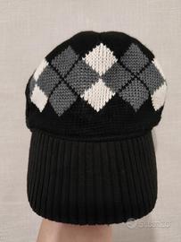Berretto Cappello Visiera velluto coste tg U nero 