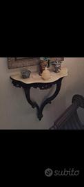 Mensola vintage in legno e marmo