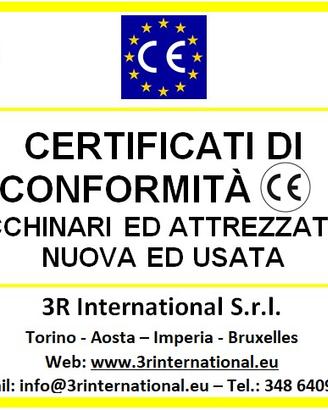 Certificato CE macchinari edili anche ant. 1996