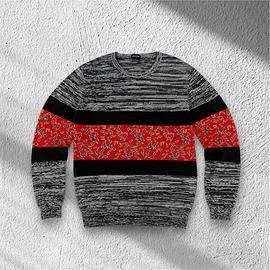 Diesel Maglione Uomo Multicolor Grigio Nero Rosso