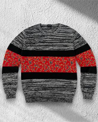 Diesel Maglione Uomo Multicolor Grigio Nero Rosso