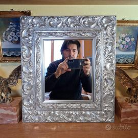 Specchio da parete in legno colore argento cm37x42