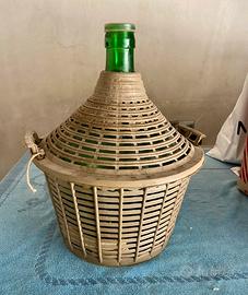 Damigiana in vetro verde 10 litri con rivestimento