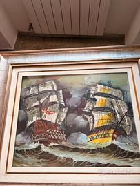 dipinto a olio battaglia navale con certificato