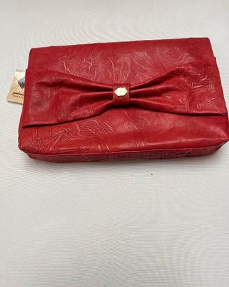 Borsetta elegante a mano in pelle rosso bordò made