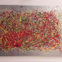 12004,acrilico su tela argentata dimensioni 100x15