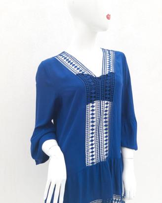 Copricostume ,vestito, blusa elegante lunga blu