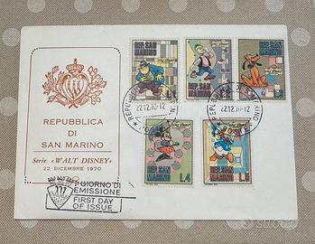 Francobolli disney San Marino 1º giorno emissione