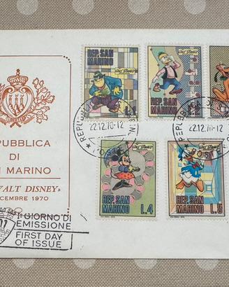 Francobolli disney San Marino 1º giorno emissione