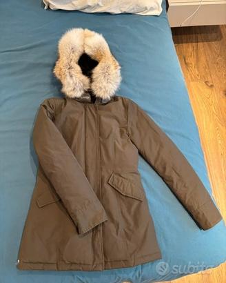 Woolrich lungo donna parka verde militare taglia S