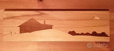 Quadro Pannello Intarsio Legno Vintage URSS 1974