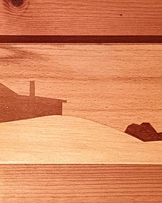 Quadro Pannello Intarsio Legno Vintage URSS 1974