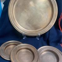 Ottone: vassoio +3 sottobottiglia 1960/70 4 pz