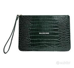 Pochette Balenciaga in pelle effetto coccodrillo