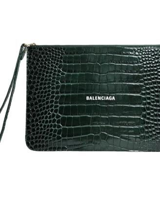 Pochette Balenciaga in pelle effetto coccodrillo