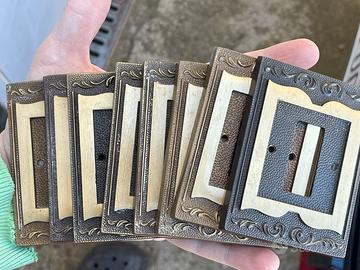 Lotto di 8 placca in ottone copri interruttori