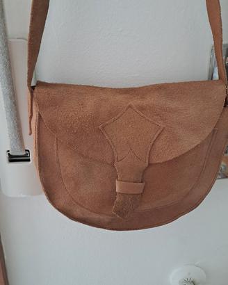 borsetta a tracolla in pelle scamosciata 