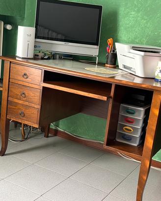Scrivania in Legno di Ciliegio con Cassetti e ripi