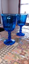 2 calici in vetro blu 