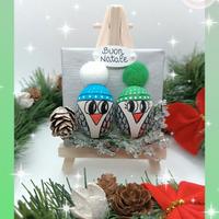 Quadretto handmade natalizio con sassi Gufetti 