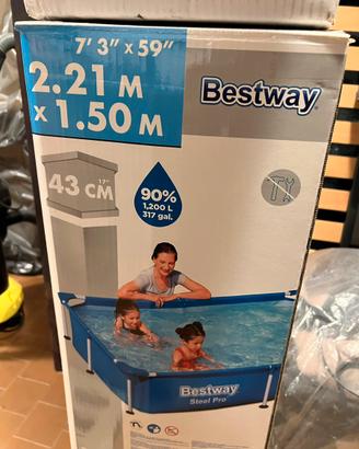 Piscina Bestway Steel Pro 2,21x1,50m H43cm + Cloro