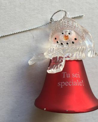 Campanella pupazzo neve vetro metallo