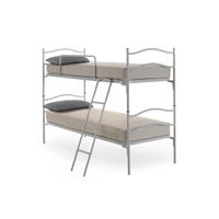 letto a castello tubolare rosso con materassi