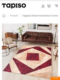 Tappeto Dream Tappeto Beige Rosso Geometrico Quadr
