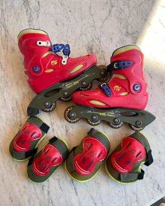 Pattini per bambini con ginocchiere e gomitiere