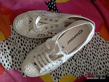 Sneakers Superga  in macramè nr 38 colore bianco