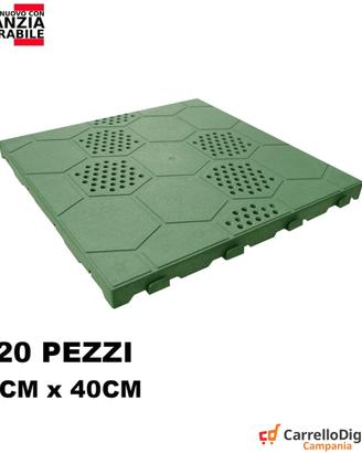 120 Piastrelle pavimento plastica verde drenante