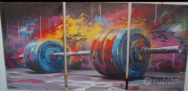 Trittico quadri fitness palestra 
Pop art bilancie