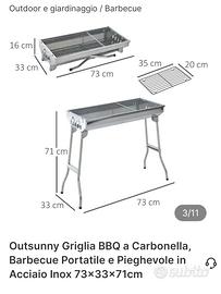 Outsunny Griglia Barbecue Portatile e Pieghevole in Acciaio Inox,  73x33x71cm OUTSUNNY