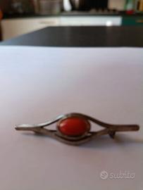 Spilla in argento 925 con corallo peso gr 4
