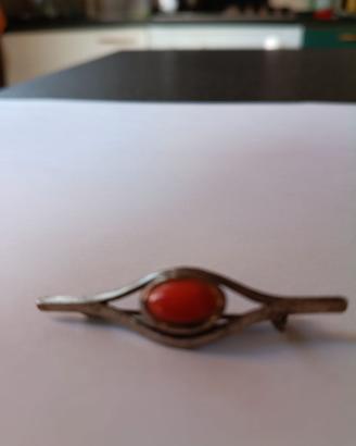 Spilla in argento 925 con corallo peso gr 4