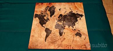 Quadro Moderno Mappamondo Vintage 45x45