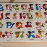 Puzzle Gioco Alfabeto Lettere in Legno Bambini