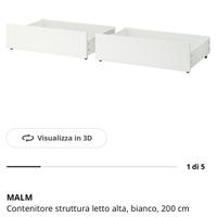 MALM Contenitore struttura letto alta, bianco